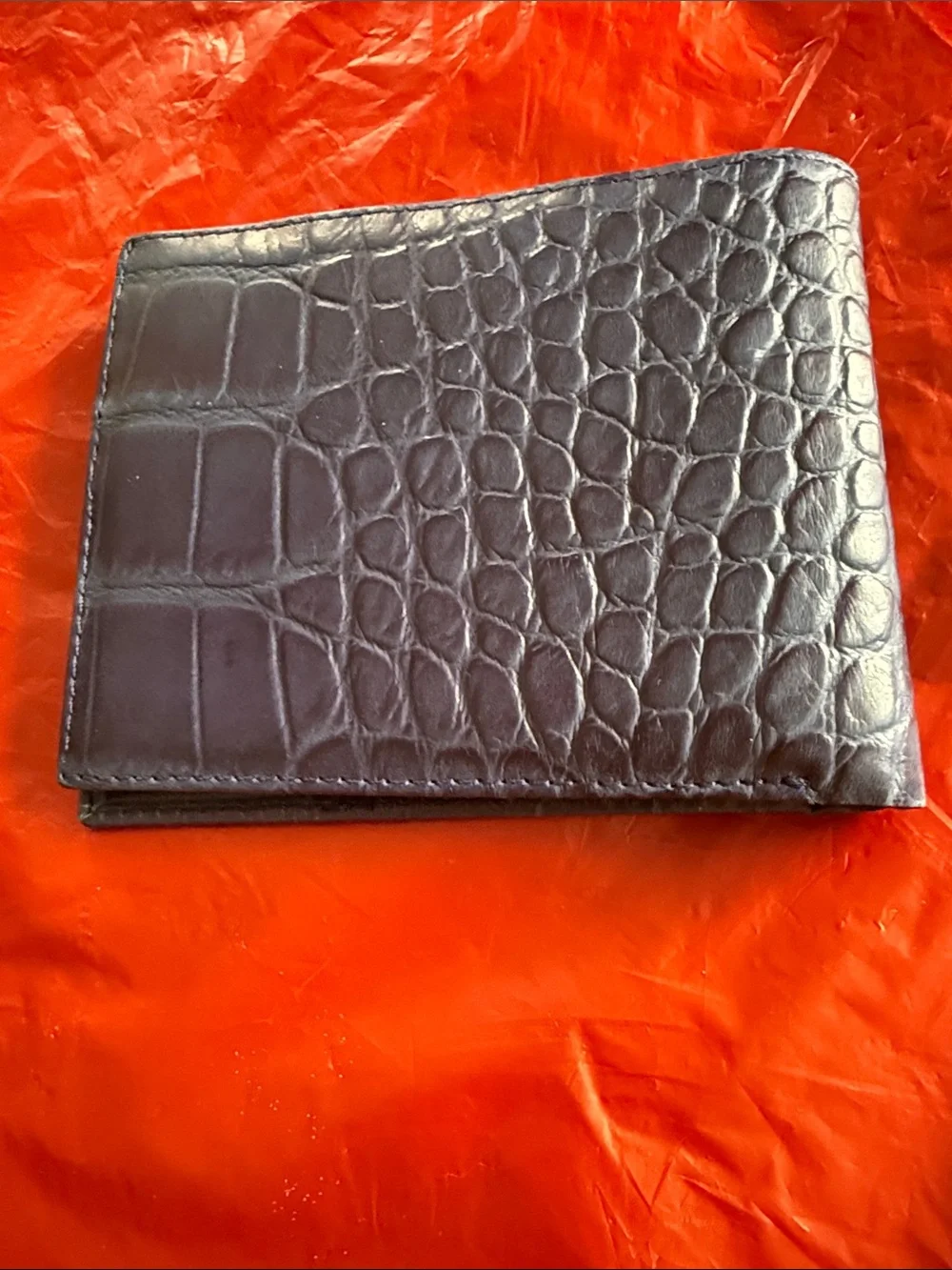 Men's blue Croc-Embossed Leather Wallet